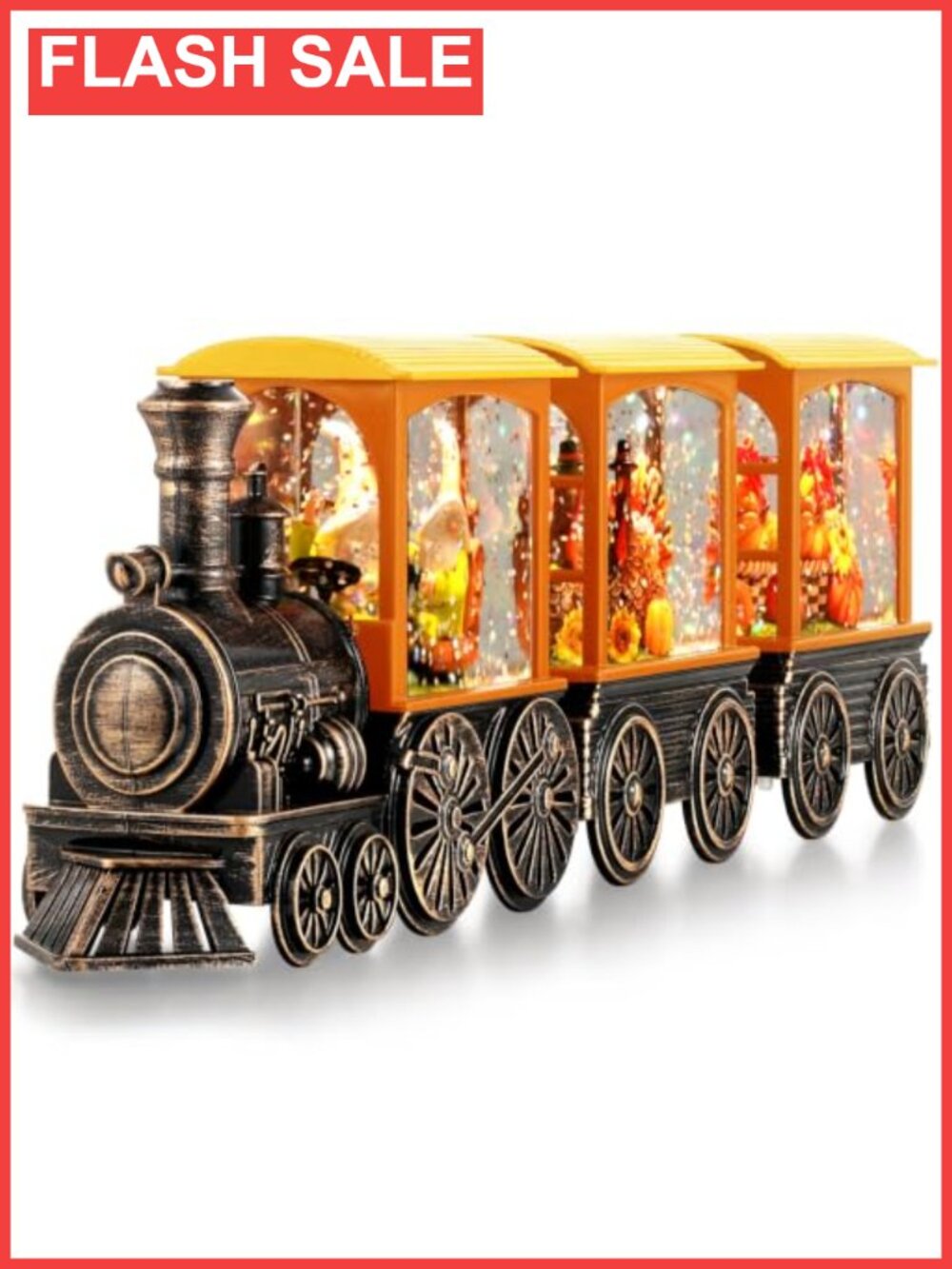 Lighted Fall Snow Globe Train with 6H Timer Battery Operated Thanksgiving Decor